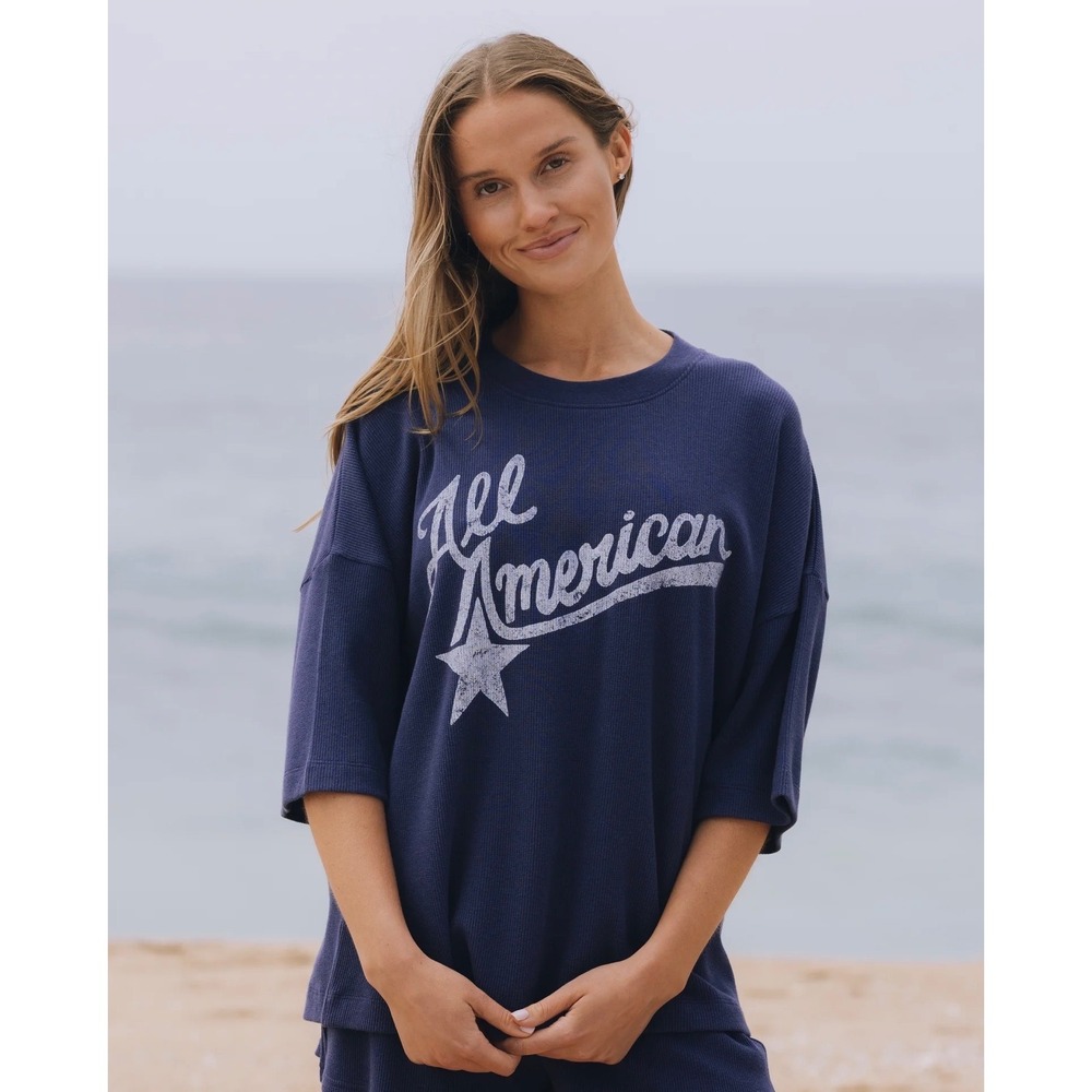 Daily Drills Thermal Sleep Set XS/S Navy Americana Waffle Knit Pajamas Lounge